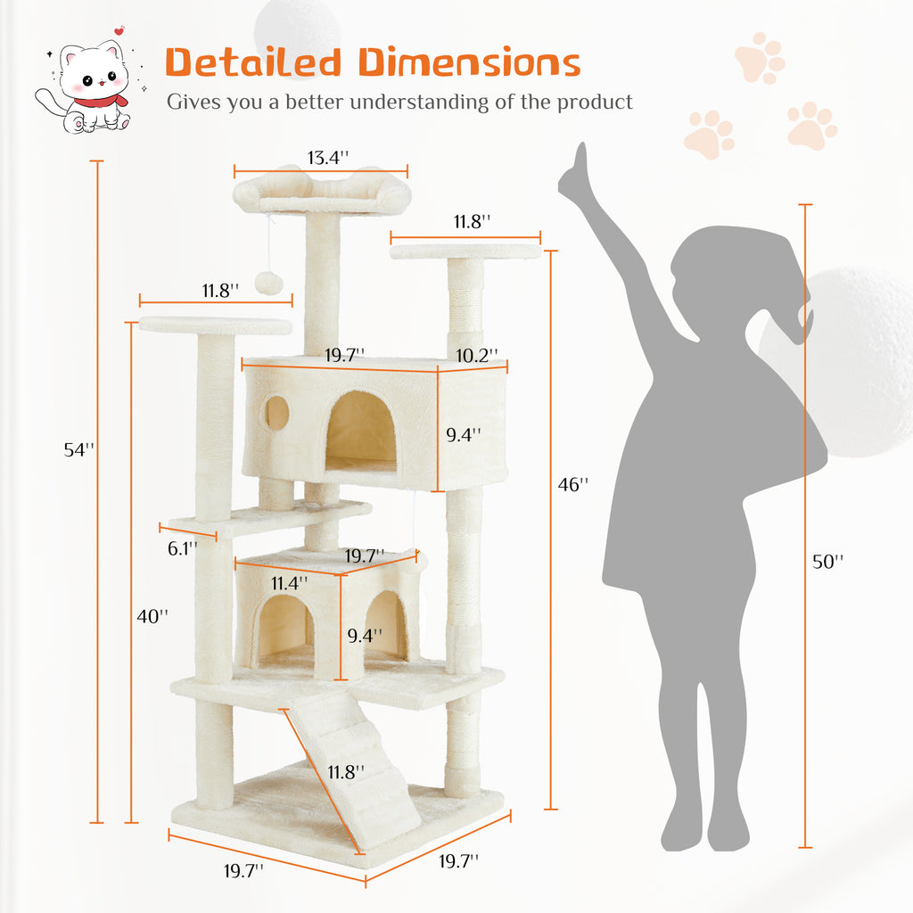 Cat Treehouse Tower with Dangling Jingle Ball De