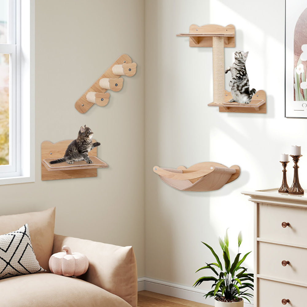 Wandmontiertes Katzenspiel- und Loungesystem 