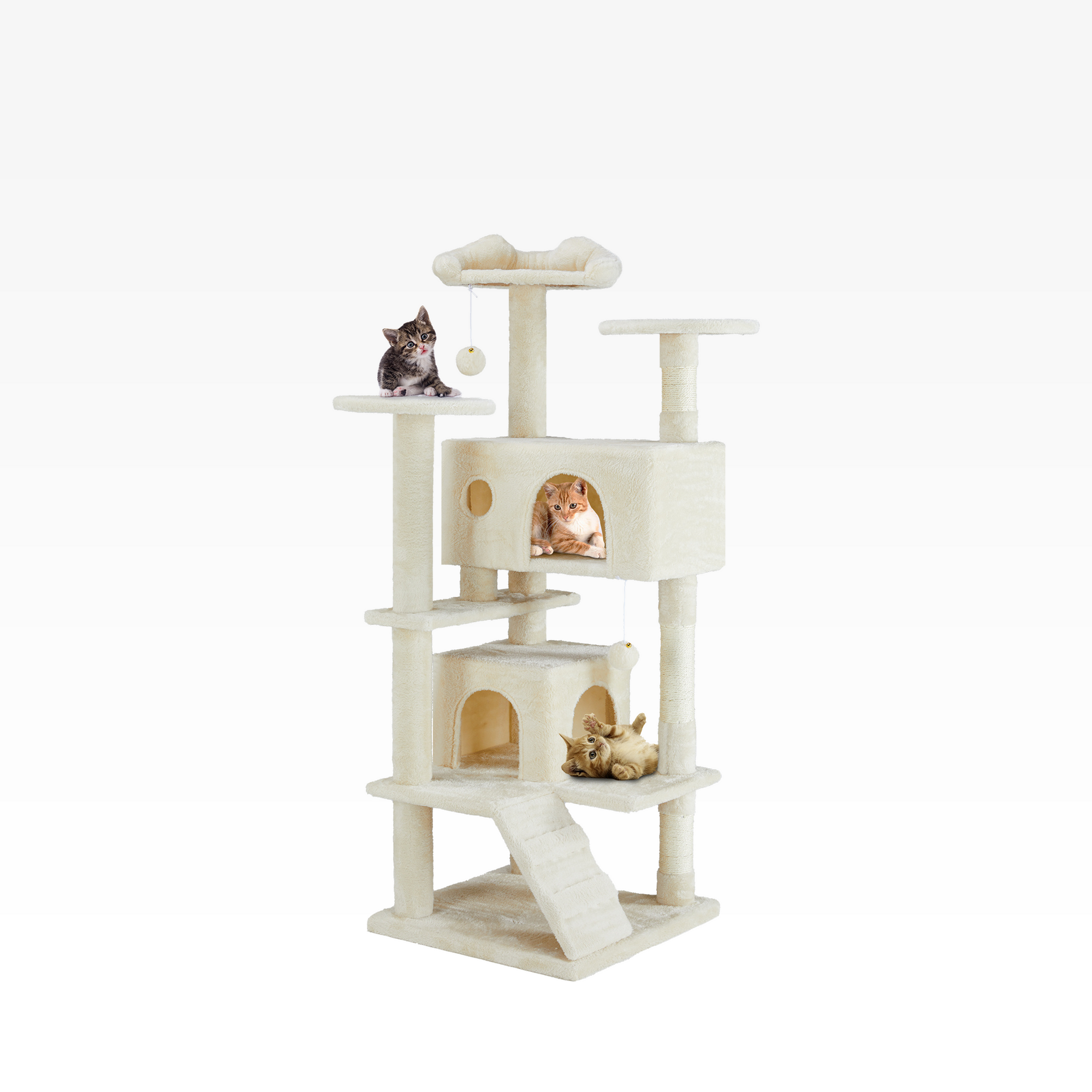 Multifunktionales Katzenbaumhaus, Katzenklettergerüst, Lounge- und Erholungsbereich, abnehmbares Spielzeug, 54 Zoll, Dunkelblau