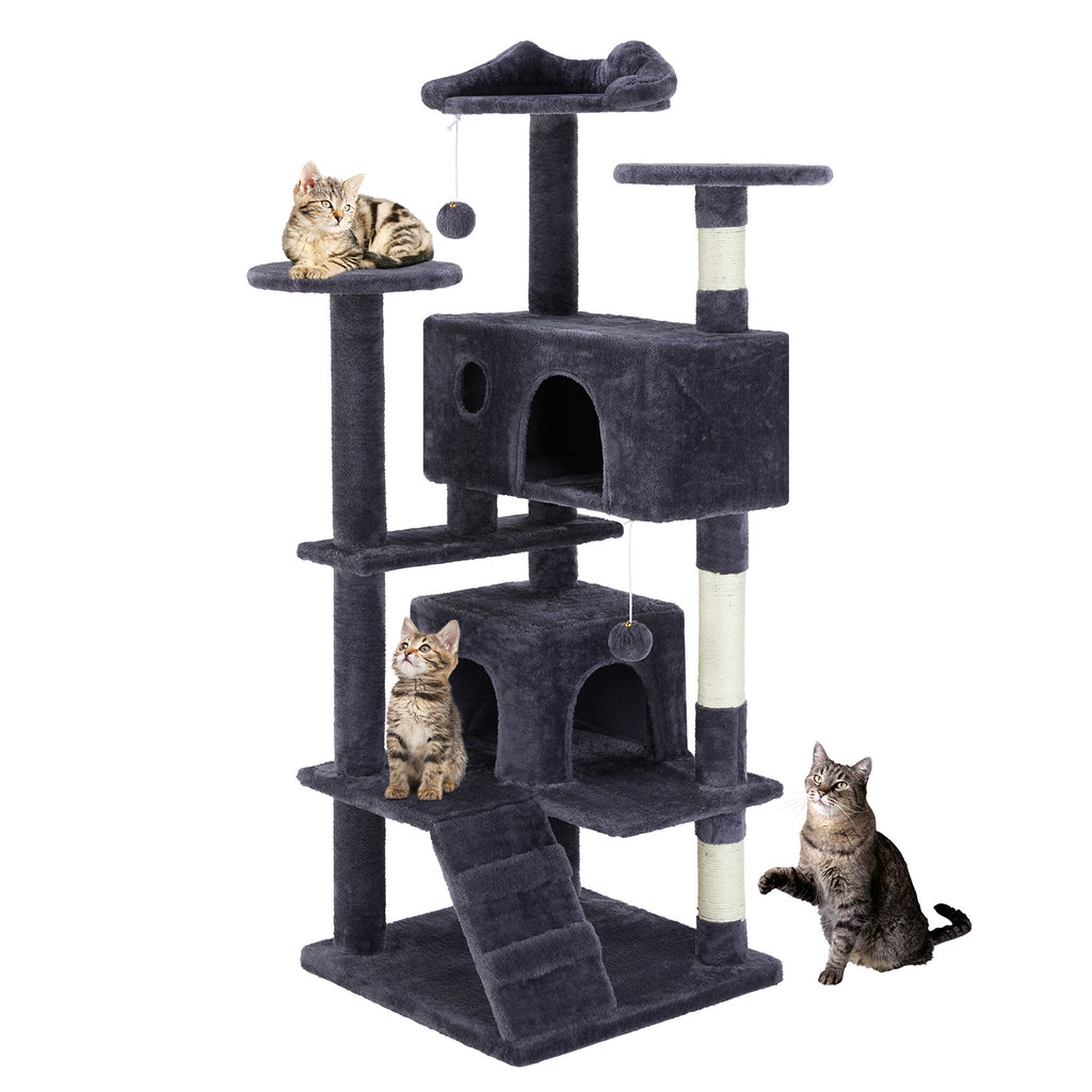 Cat Treehouse Tower with Dangling Jingle Ball De